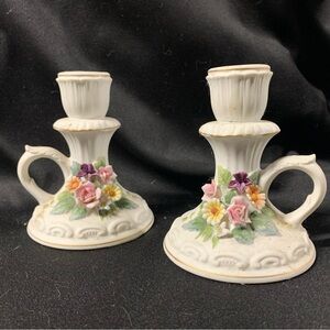 Charming Floral Ceramic Candle Holders